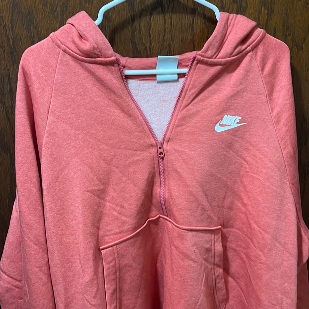 Light pink/peach cropped hoodie. Pretty baggy